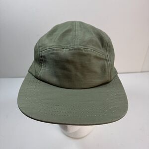 Taylor Stitch Hat 5-Panel Men's Adjustable Olive Green Canvas Leather Strap